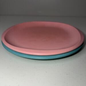 2 Boonton Belle, 9.80 inch Dinner Plates, 1 Mauve Pink,  1 Turquoise Blue